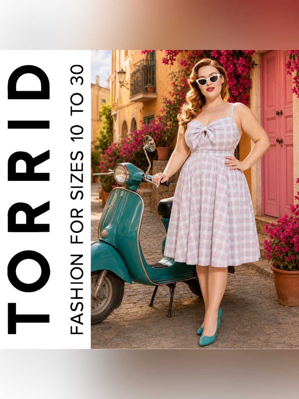 Torrid Retro Chic Pink Plaid 50s Cotton Bow-Front Mini Dress, 3X, NWT!